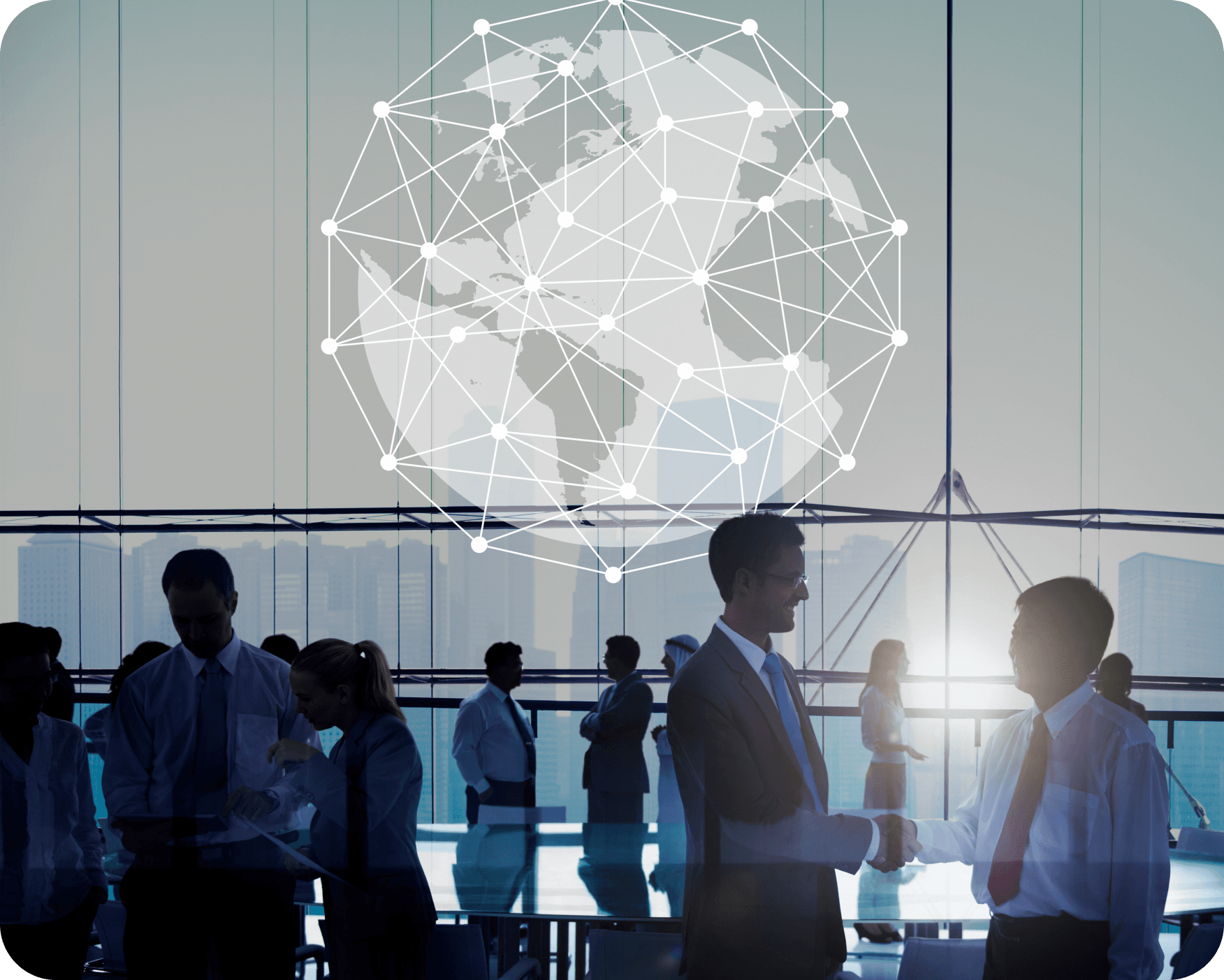 Diverse business professionals collaborating on global supplier diversity initiatives